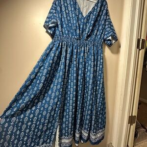 Blue Patterned Maxi Dress